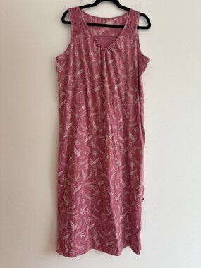 Garnet Hill 100% Organic Cotton Pink Nightgown Tank Dress Pajama Sleepwear XL